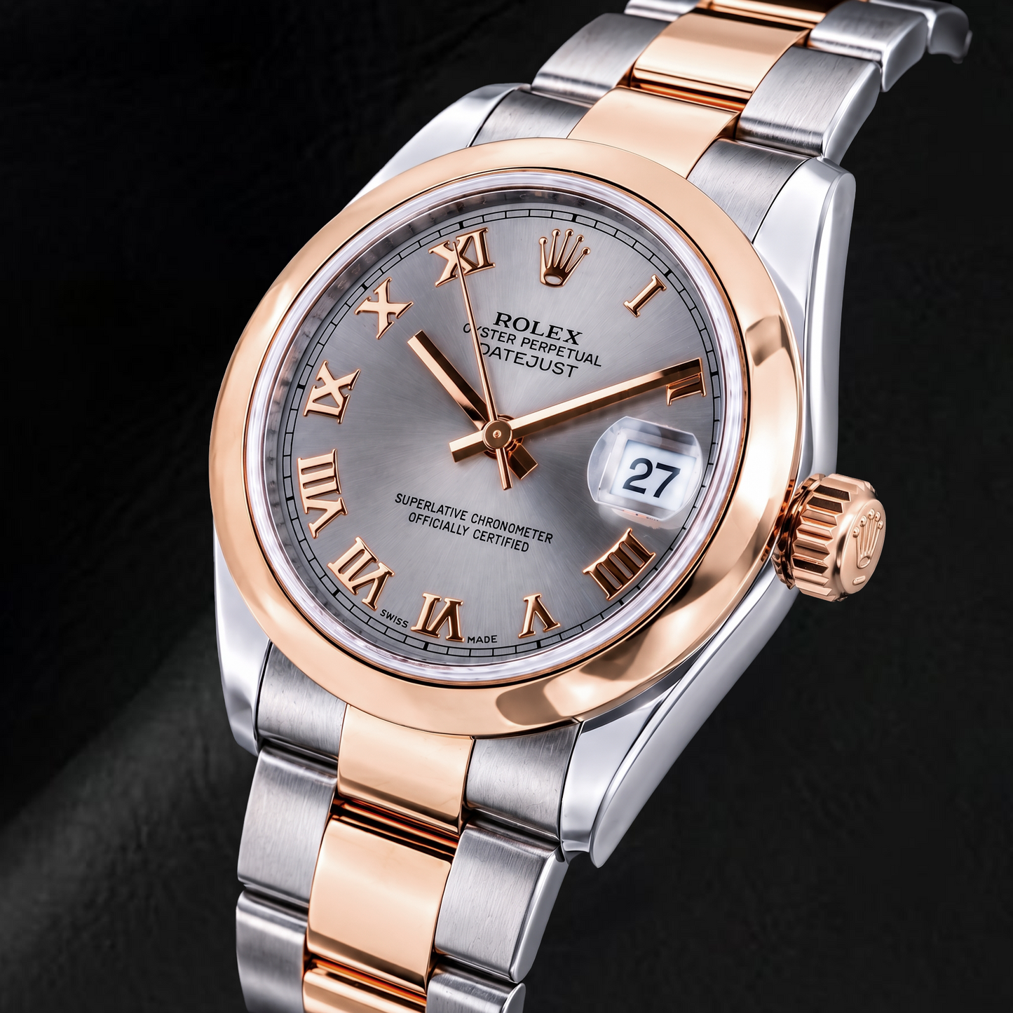 Rolex Datejust 178241 31 mm Bicolor Uhr mit grauem römischem Zifferblatt
