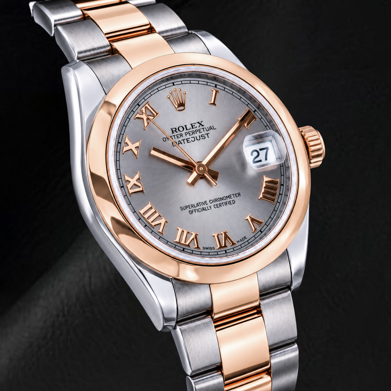 Rolex Datejust 178241 31 mm Bicolor Uhr mit grauem römischem Zifferblatt