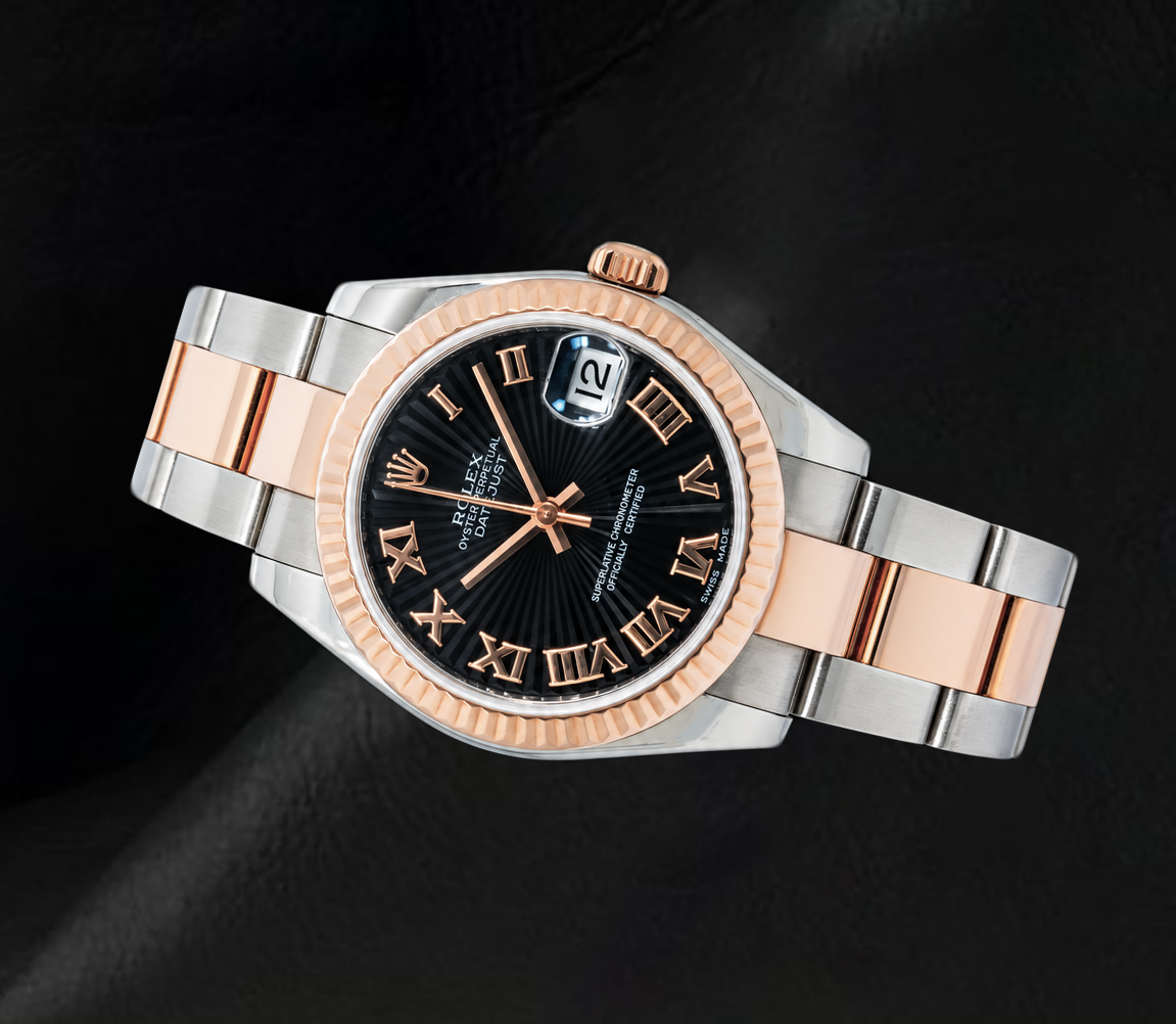 Rolex Datejust 178271 Bicolor Uhr 31 mm schwarzes römisches Zifferblatt