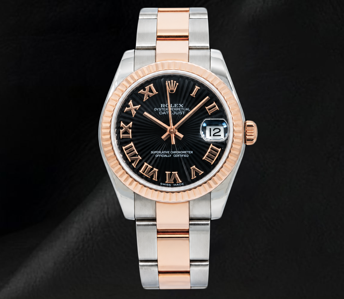 Rolex Datejust 178271 Bicolor Uhr 31 mm schwarzes römisches Zifferblatt