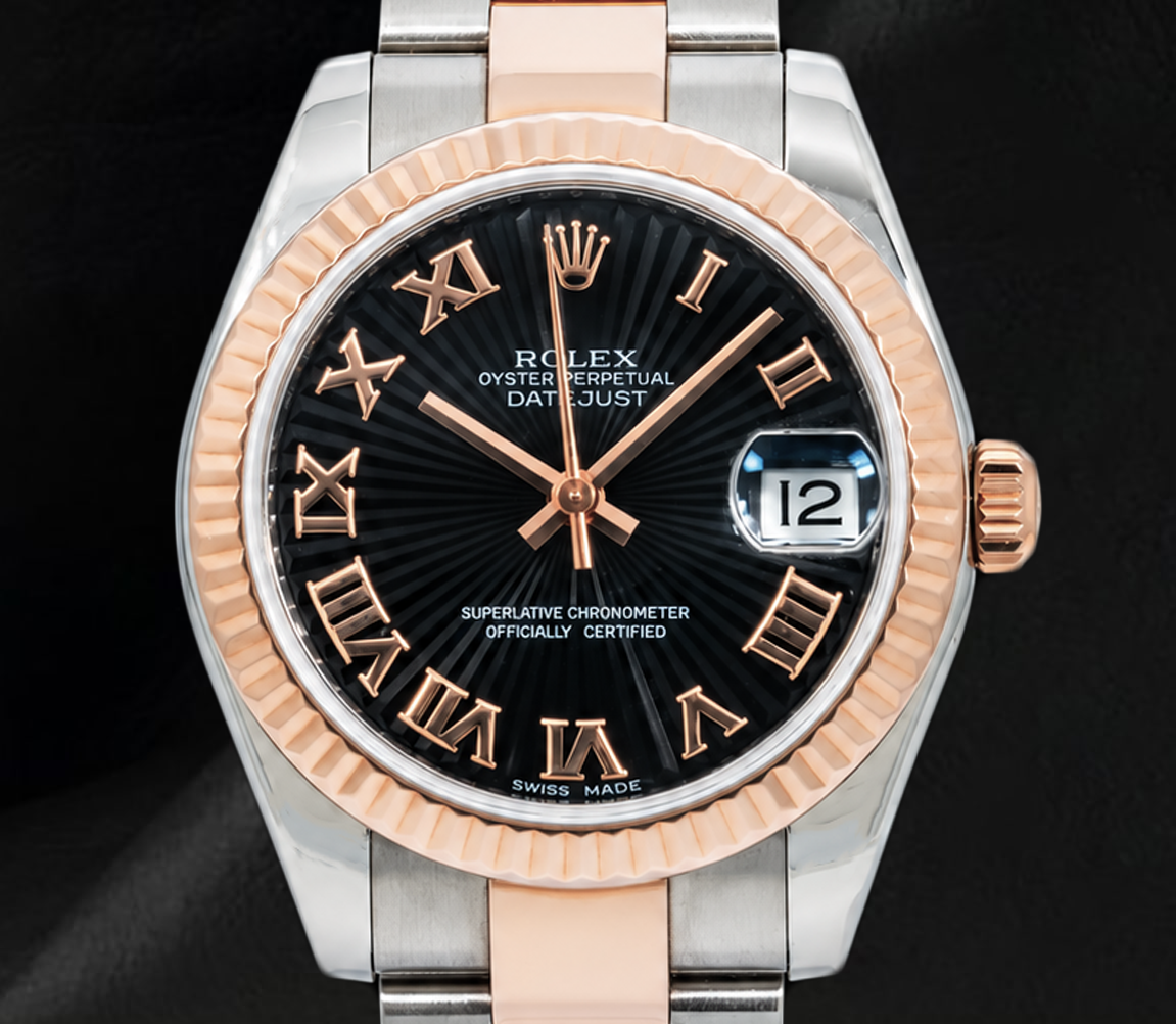 Rolex Datejust 178271 Bicolor Uhr 31 mm schwarzes römisches Zifferblatt