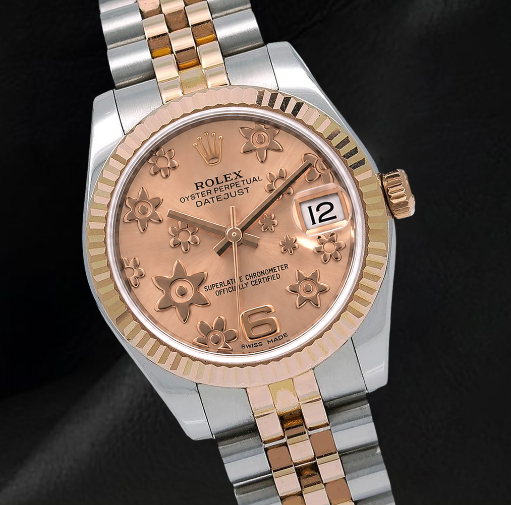 Rolex Datejust 178271 Lachsfarbenes florales Zifferblatt 31 mm Bicolor Uhr
