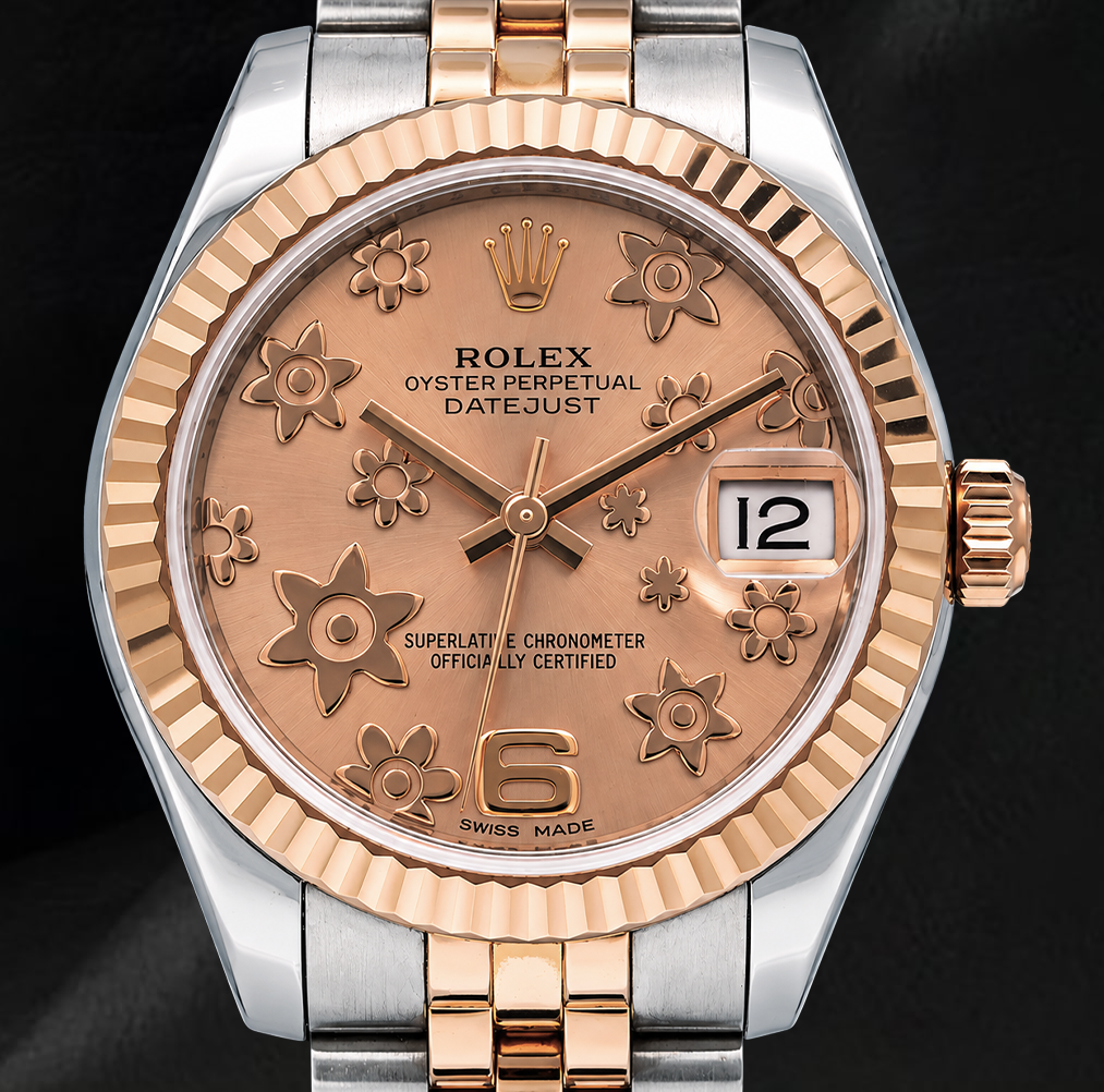 Rolex Datejust 178271 Lachsfarbenes florales Zifferblatt 31 mm Bicolor Uhr