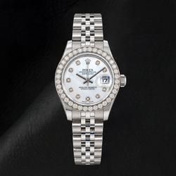 Rolex Datejust 179160 26 mm Edelstahluhr mit weißem Perlmutt-Diamantzifferblatt