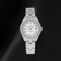 Rolex Datejust 69160 26 mm Uhr aus Edelstahl mit silbernem Diamantzifferblatt