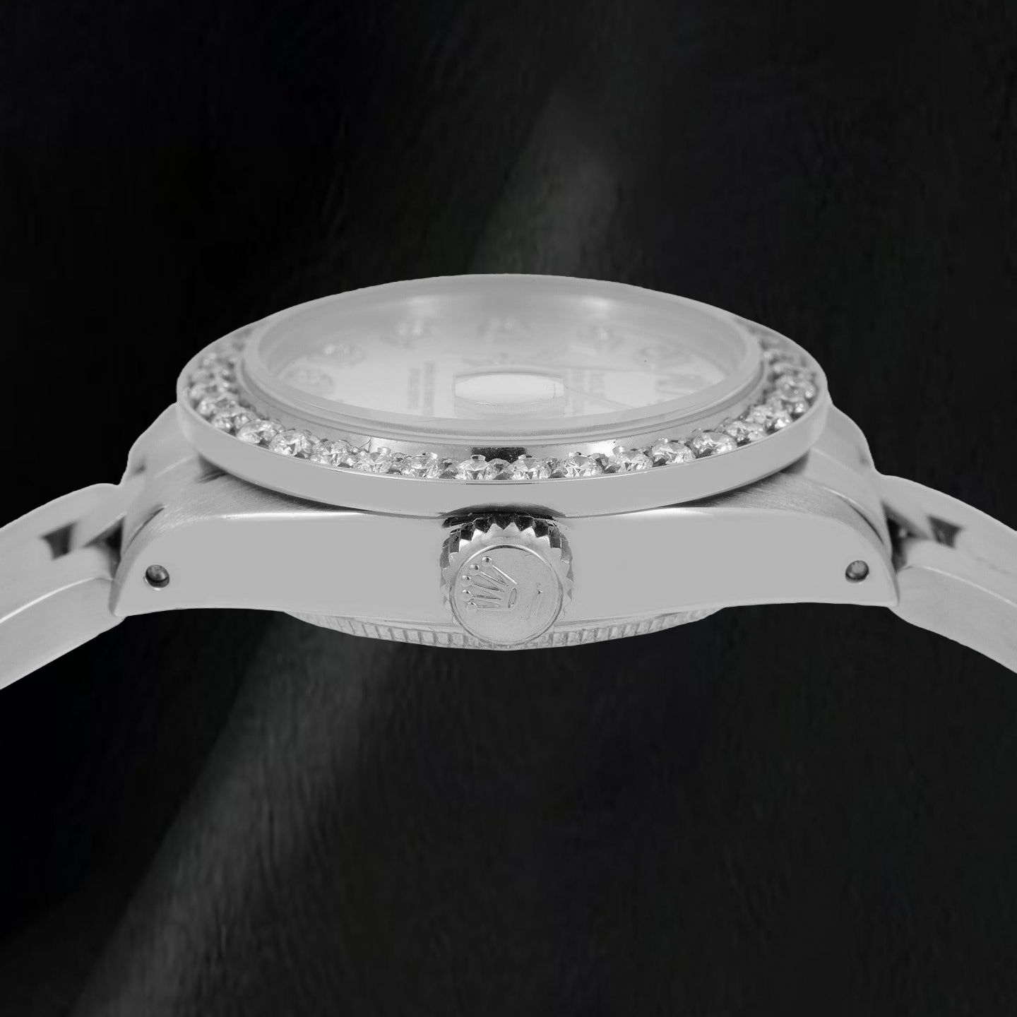 Rolex Datejust 69160 26 mm Uhr aus Edelstahl mit silbernem Diamantzifferblatt