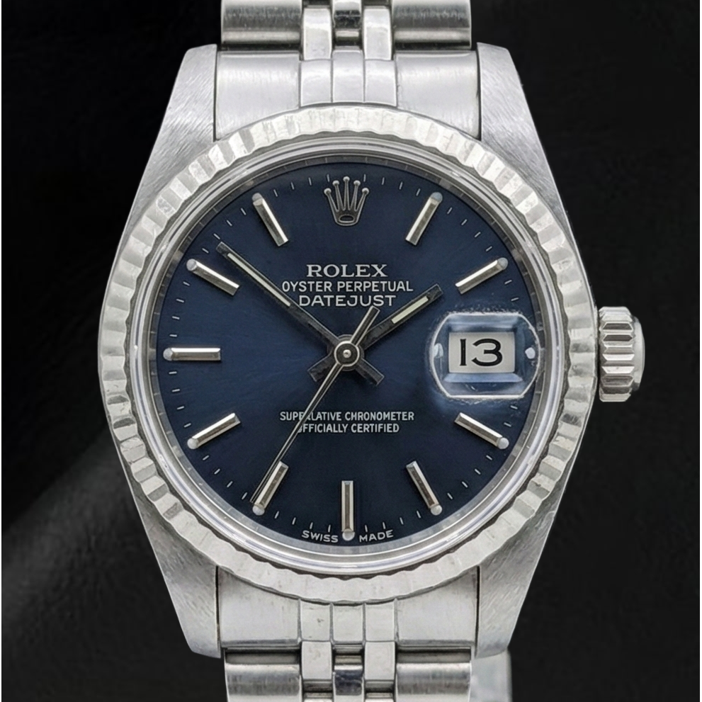 Rolex Datejust 26 mm Damenuhr aus Edelstahl mit schwarzem Zifferblatt