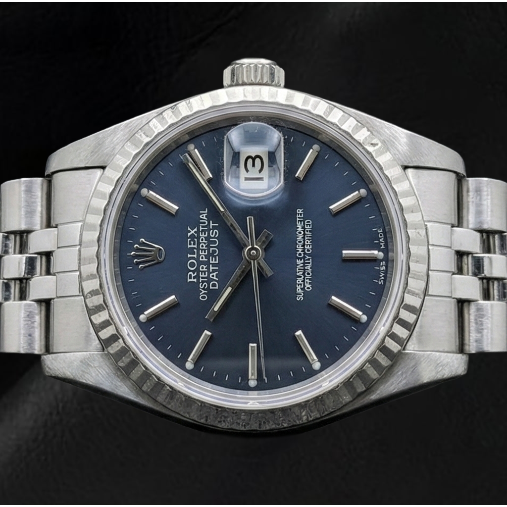 Rolex Datejust 26 mm Damenuhr aus Edelstahl mit schwarzem Zifferblatt