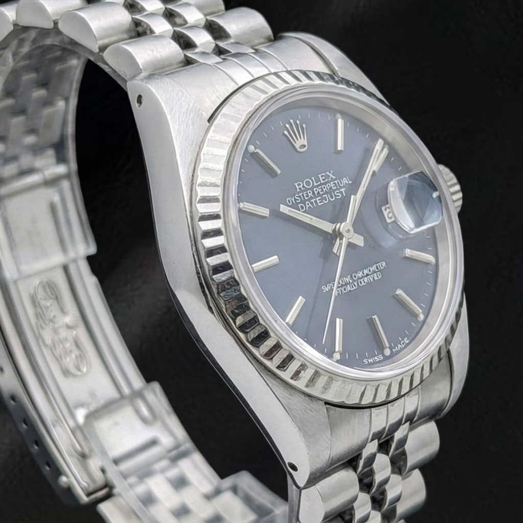 Rolex Datejust 26 mm Damenuhr aus Edelstahl mit schwarzem Zifferblatt