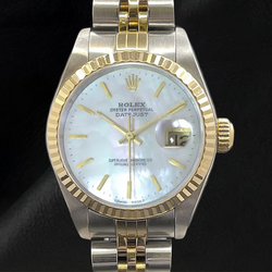 Rolex Datejust 26 mm Damenuhr mit Perlmutt-Stabzifferblatt und zweifarbigem Zifferblatt