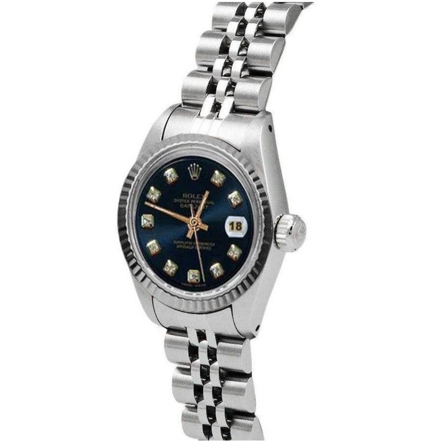 Rolex Datejust 26 mm Uhr mit blauem Diamant-Zifferblatt