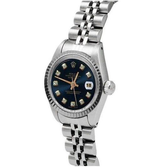 Rolex Datejust 26 mm Uhr mit blauem Diamant-Zifferblatt