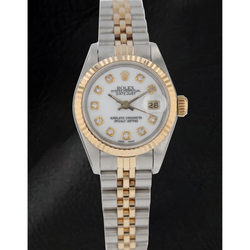 Rolex Datejust 26 mm Weißes Zifferblatt mit Diamanten, Jubilee-Armband, Zweifarbige Uhr