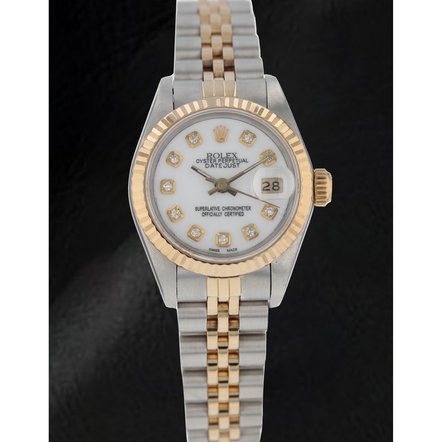 Rolex Datejust 26 mm Weißes Zifferblatt mit Diamanten, Jubilee-Armband, Zweifarbige Uhr