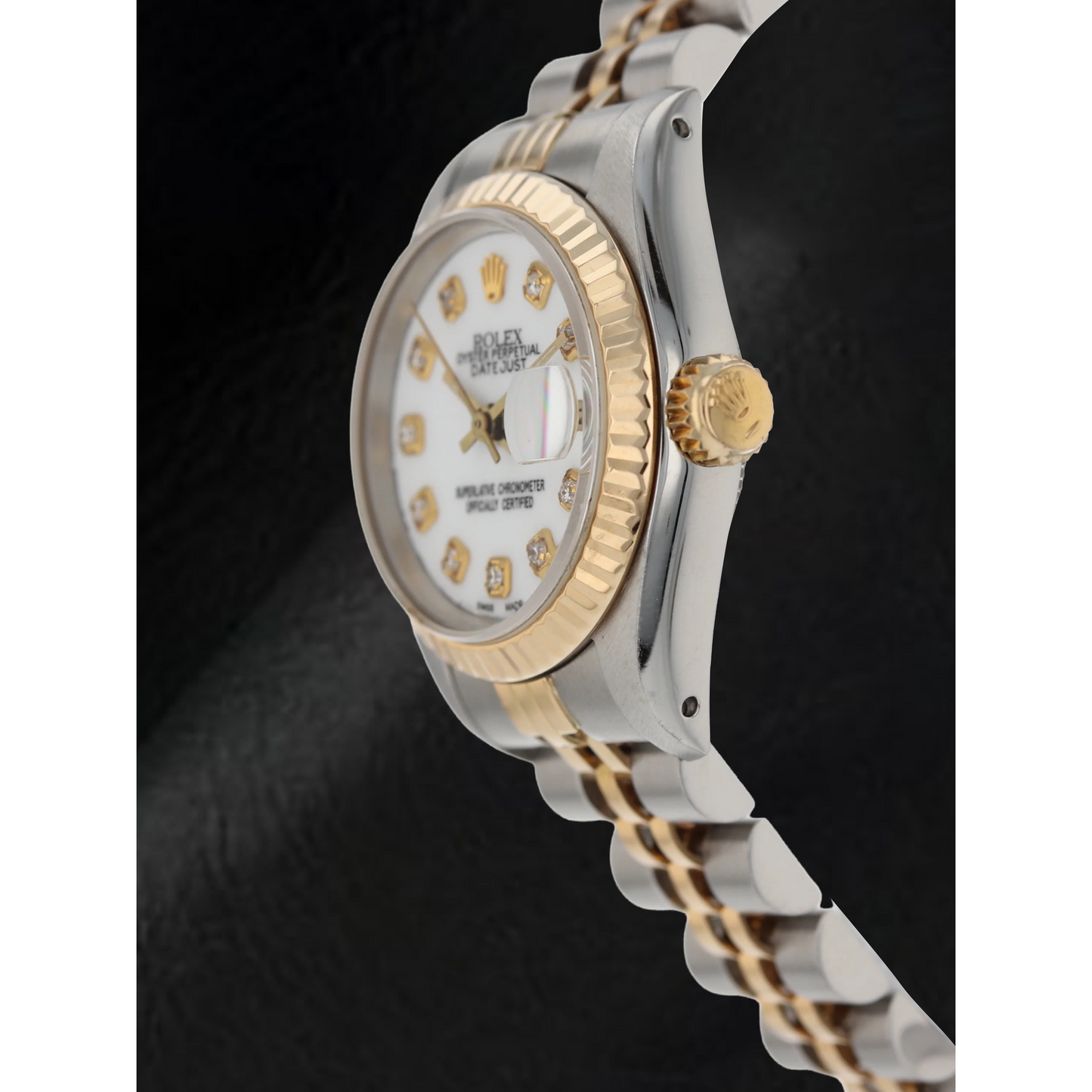 Rolex Datejust 26 mm Weißes Zifferblatt mit Diamanten, Jubilee-Armband, Zweifarbige Uhr
