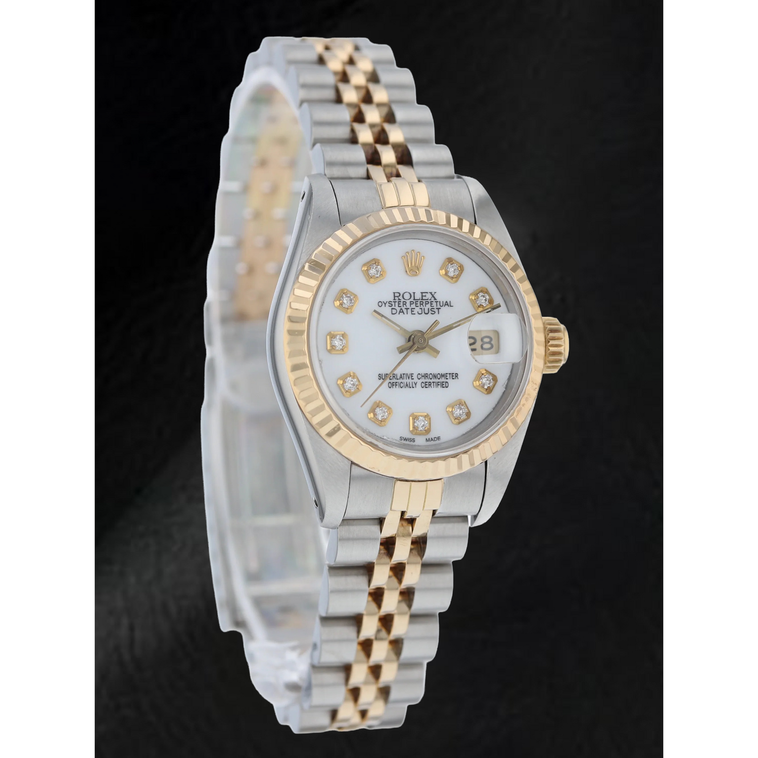 Rolex Datejust 26 mm Weißes Zifferblatt mit Diamanten, Jubilee-Armband, Zweifarbige Uhr