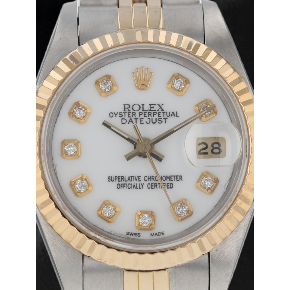 Rolex Datejust 26 mm Weißes Zifferblatt mit Diamanten, Jubilee-Armband, Zweifarbige Uhr