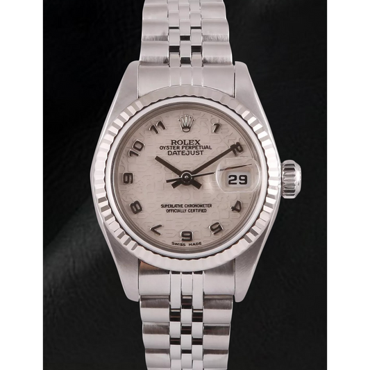 Rolex Datejust 26 mm weiße Jubilee-Uhr mit arabischem Zifferblatt aus Edelstahl