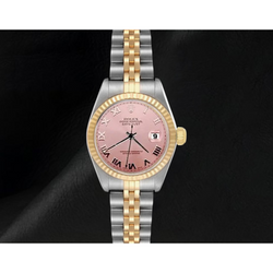 Rolex Datejust 26 mm Jahr 2002 Römisches Zifferblatt Bicolor Damenuhr