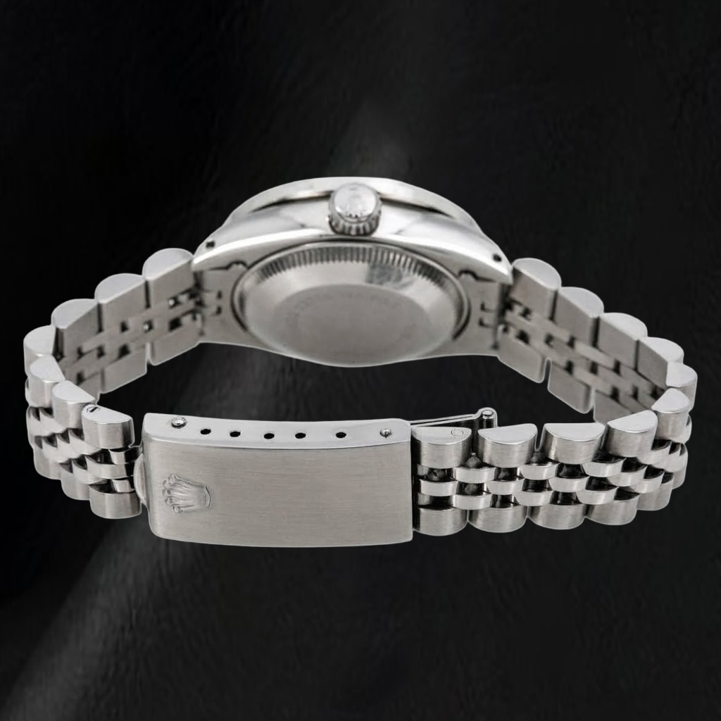 Rolex Datejust 26 mm 6916 Edelstahluhr, schwarzes Diamantzifferblatt mit Diamantkranz