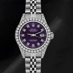 Rolex Datejust 26 mm 6916 Violettes Diamantzifferblatt Jubilé-Armband Edelstahl Uhr
