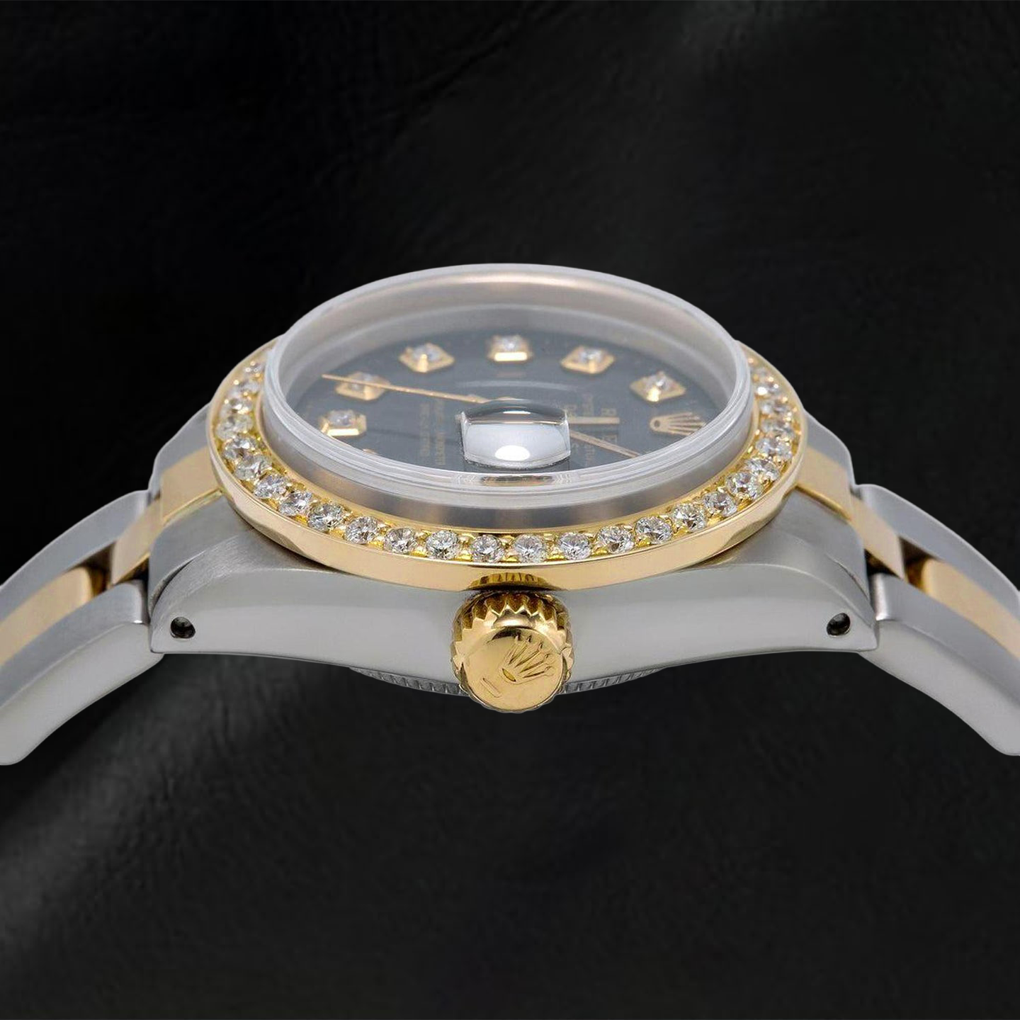 Rolex Datejust 26 mm 69173 Schwarzes Diamantzifferblatt Bicolor Oyster-Armband Uhr
