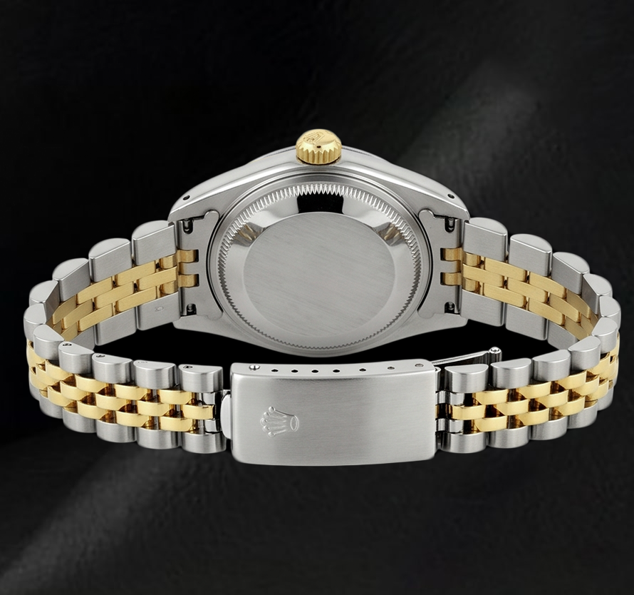 Rolex Datejust 26 mm 69173 Bicolor Uhr mit blauem Perlmutt-Diamantzifferblatt