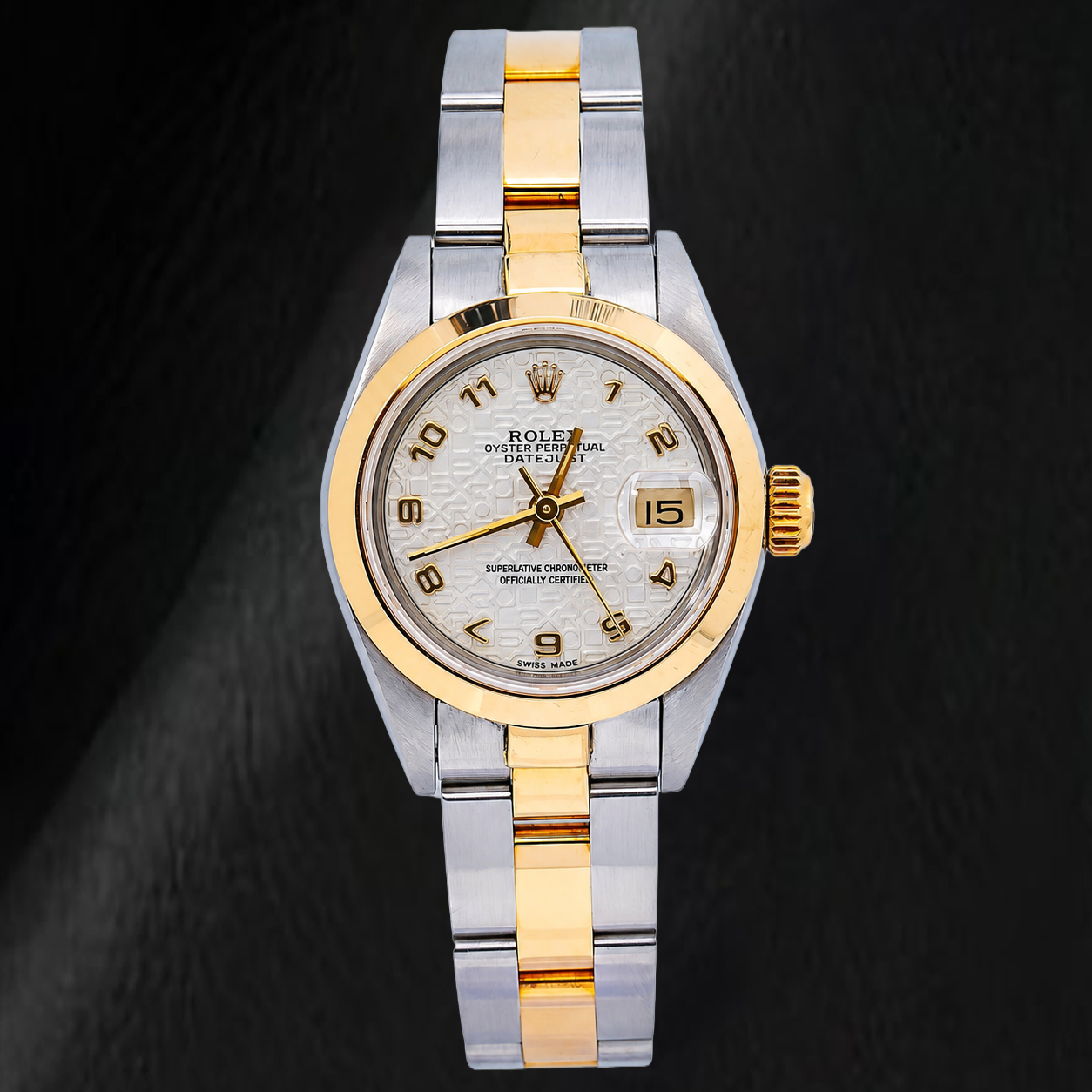 Rolex Datejust 26 mm 69173 Elfenbeinfarbenes Jubilé-Zifferblatt mit arabischen Ziffern Bicolor Oyster-Armband Uhr