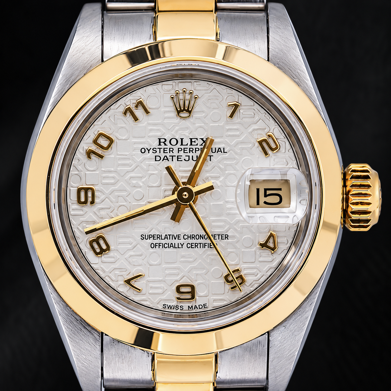 Rolex Datejust 26 mm 69173 Elfenbeinfarbenes Jubilé-Zifferblatt mit arabischen Ziffern Bicolor Oyster-Armband Uhr