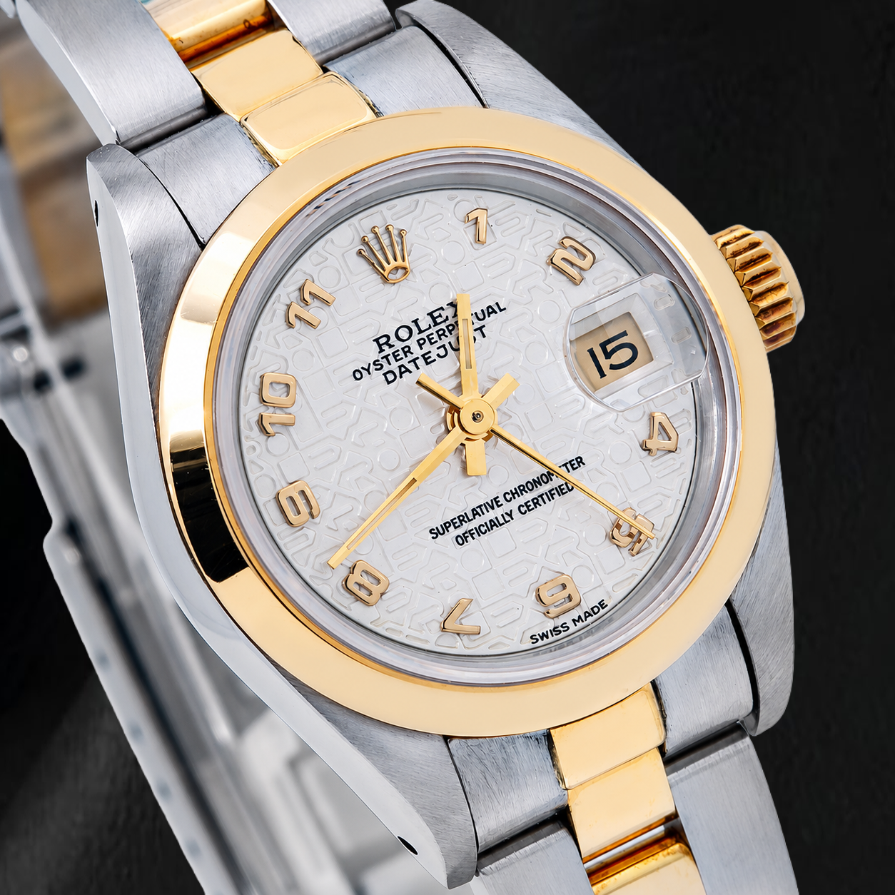 Rolex Datejust 26 mm 69173 Elfenbeinfarbenes Jubilé-Zifferblatt mit arabischen Ziffern Bicolor Oyster-Armband Uhr