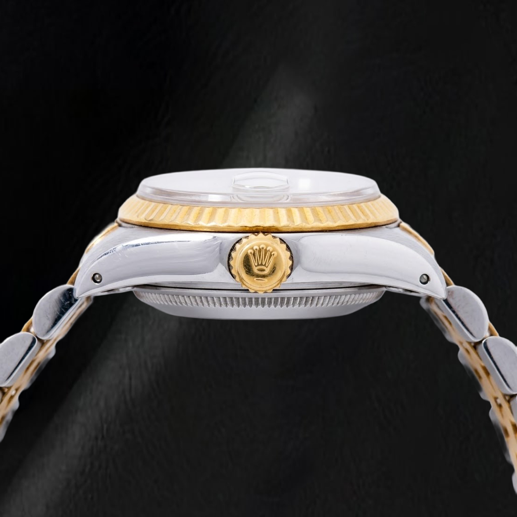 Rolex Datejust 26 mm 69173 Bicolor-Uhr, weißes Jubilé-Zifferblatt mit arabischen Ziffern