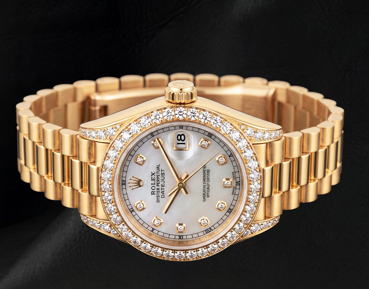 Rolex Datejust 26 mm 69178 Diamantzifferblatt Diamantlünette 18 Karat Gelbgold Uhr