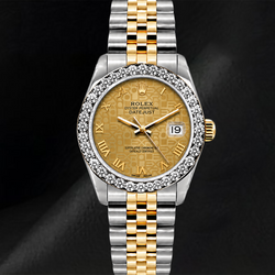 Rolex Datejust 26 mm 6917 Bicolor Uhr Diamantlünette Champagner-Zifferblatt mit römischen Ziffern