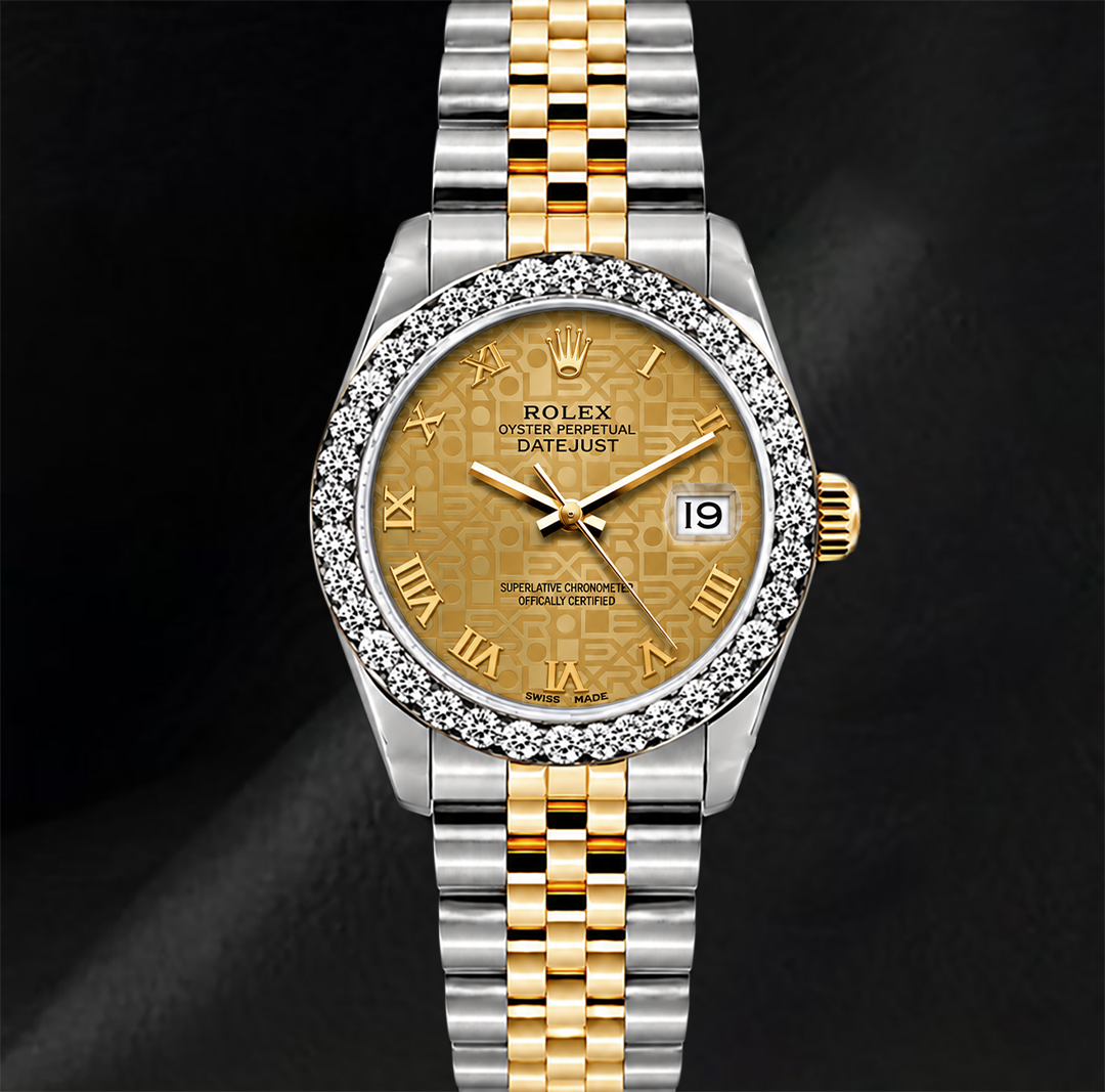 Rolex Datejust 26 mm 6917 Bicolor Uhr Diamantlünette Champagner-Zifferblatt mit römischen Ziffern