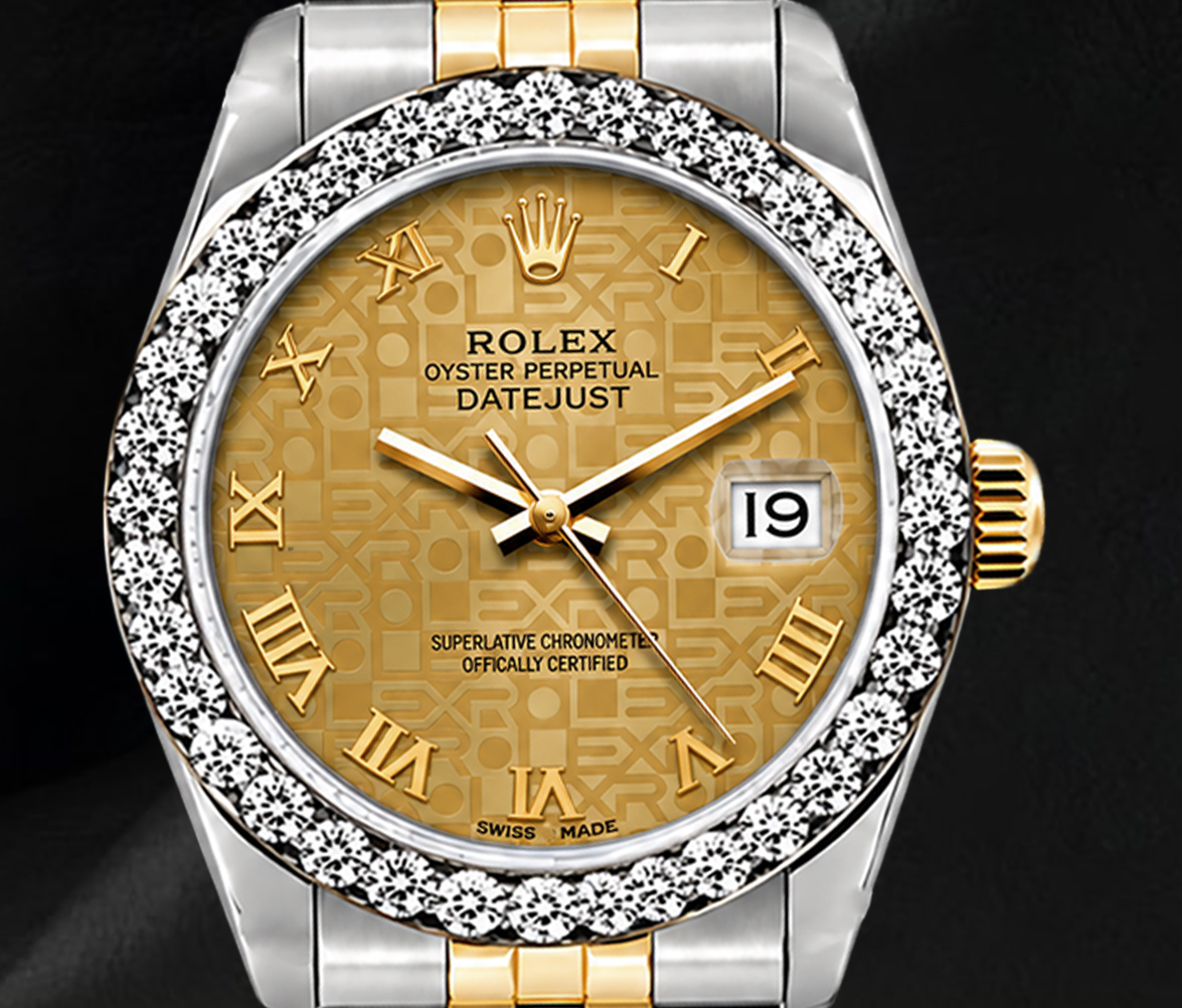 Rolex Datejust 26 mm 6917 Bicolor Uhr Diamantlünette Champagner-Zifferblatt mit römischen Ziffern