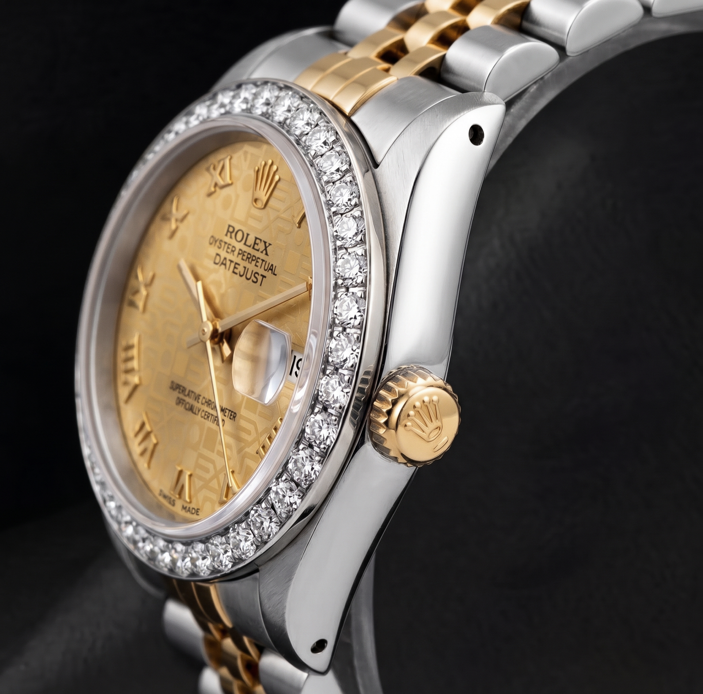 Rolex Datejust 26 mm 6917 Bicolor Uhr Diamantlünette Champagner-Zifferblatt mit römischen Ziffern
