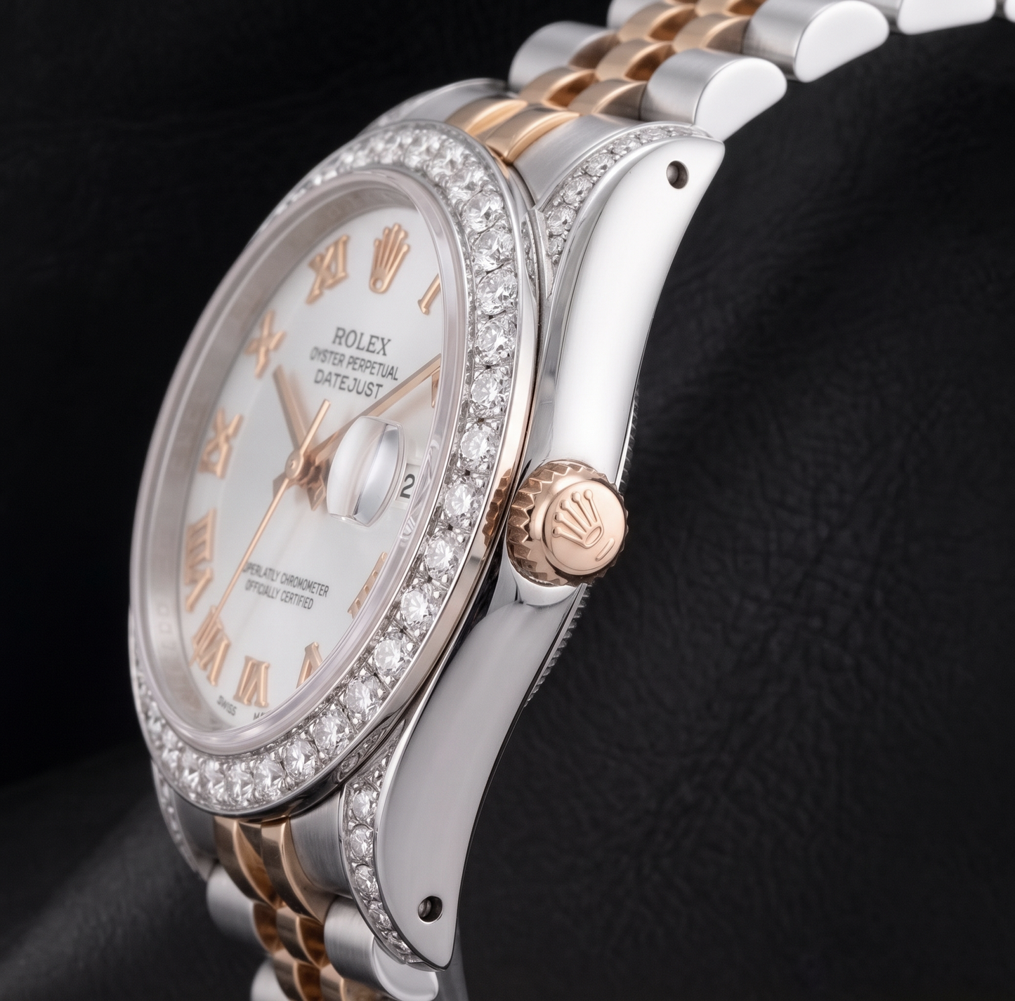 Rolex Datejust 26 mm 6917 Bicolor Uhr mit weißem Perlmutt-Zifferblatt und römischen Ziffern