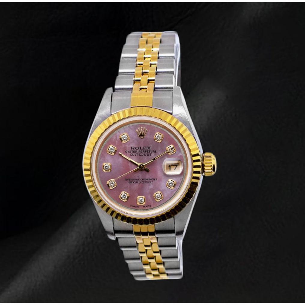 Rolex Datejust 26 mm Bicolor Uhr mit Perlmutt-Diamantzifferblatt Jahr 2002