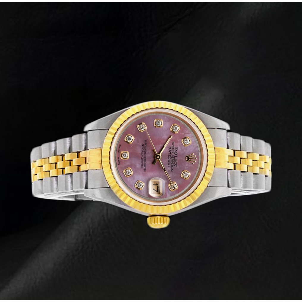 Rolex Datejust 26 mm Bicolor Uhr mit Perlmutt-Diamantzifferblatt Jahr 2002