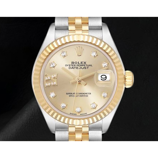 Rolex Datejust 26 mm Champagner Diamantzifferblatt Damenuhr 179173