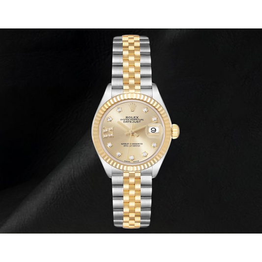 Rolex Datejust 26 mm Champagner Diamantzifferblatt Damenuhr 179173