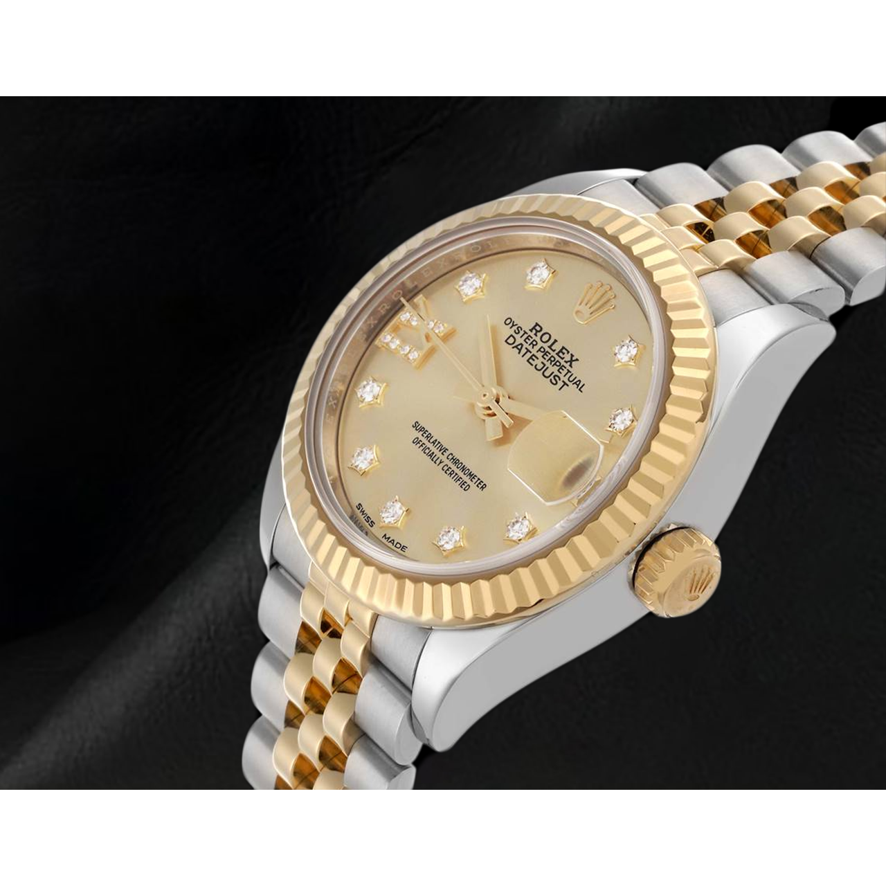 Rolex Datejust 28 mm Champagner Diamantzifferblatt Damenuhr 279173