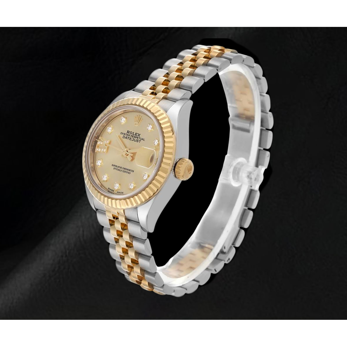 Rolex Datejust 28 mm Champagner Diamantzifferblatt Damenuhr 279173