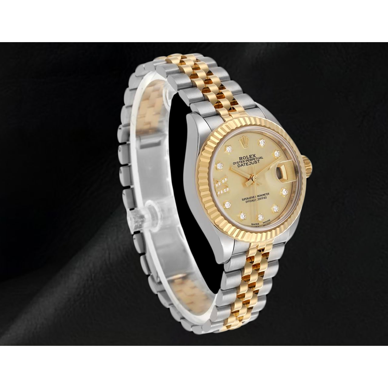 Rolex Datejust 28 mm Champagner Diamantzifferblatt Damenuhr 279173