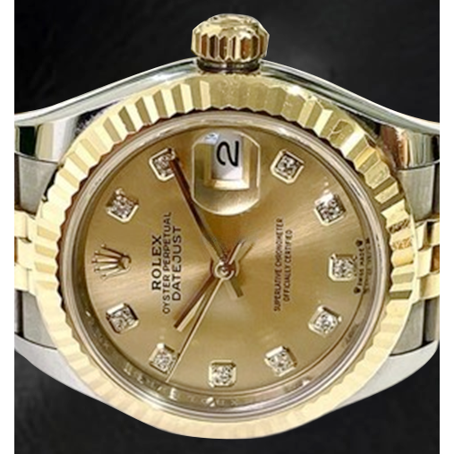 Rolex Datejust 28 mm Champagner-Diamant-Zifferblatt, Modell 2010, zweifarbige Uhr
