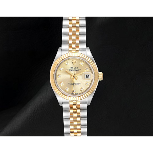 Rolex Datejust 26 mm Edelstahl und Gelbgold Diamant Damenuhr 179173