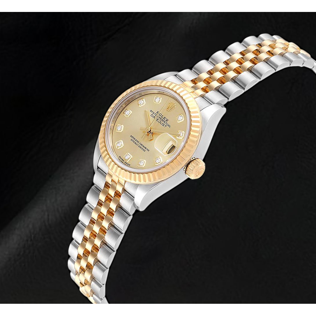 Rolex Datejust 28 mm Edelstahl und Gelbgold Diamant Damenuhr 279173