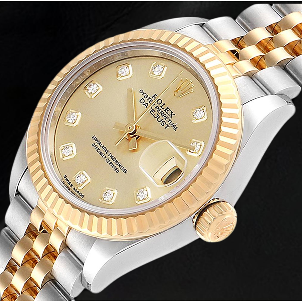 Rolex Datejust 28 mm Edelstahl und Gelbgold Diamant Damenuhr 279173