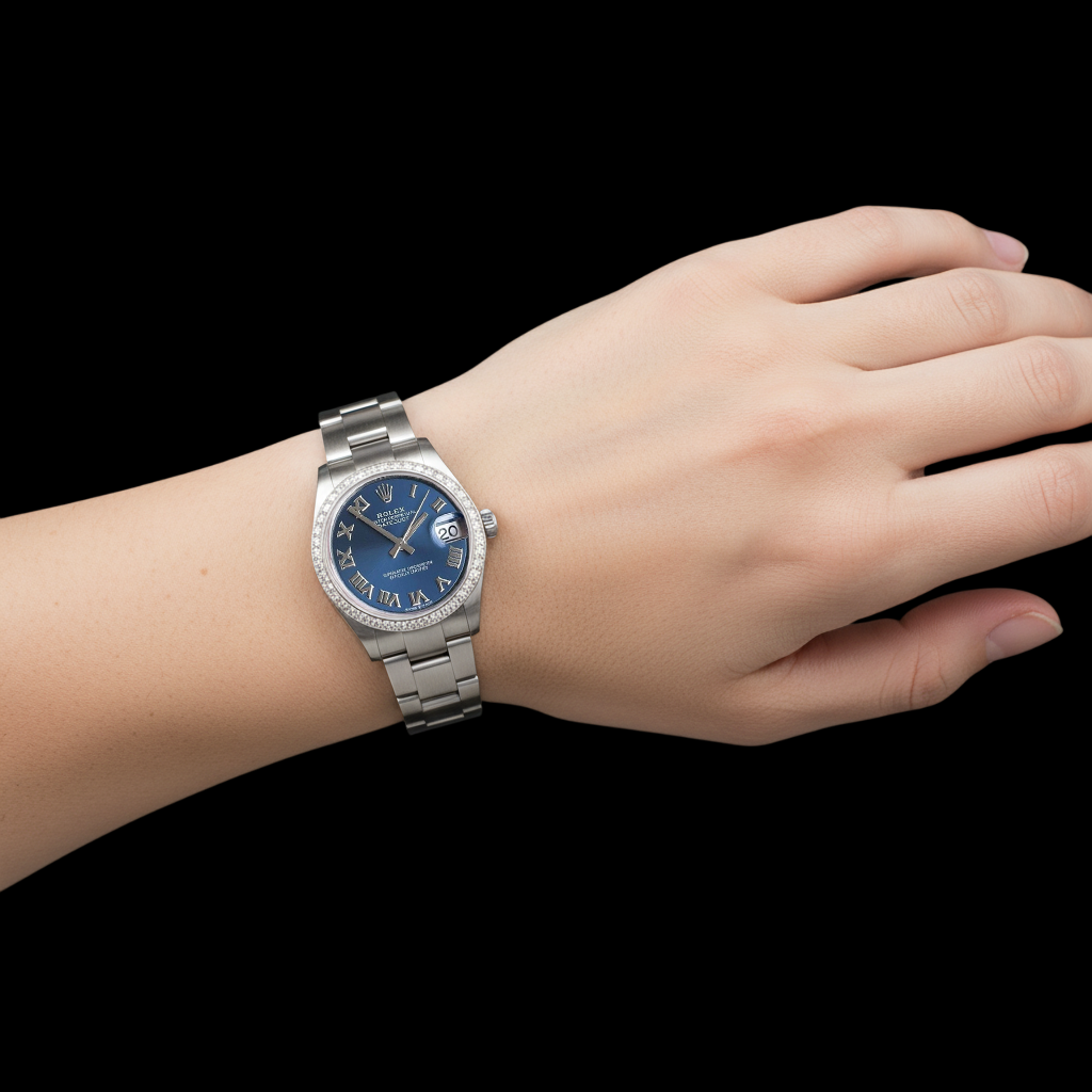 Rolex Datejust 31 Blau Römisch Oyster Edelstahl Damenuhr P3