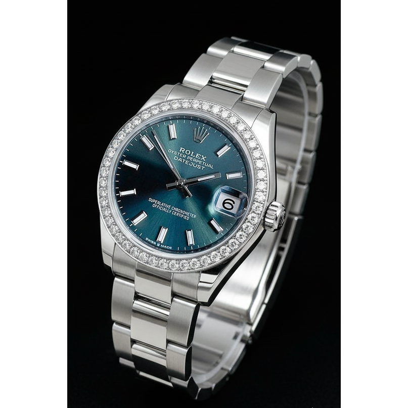Rolex Datejust 31 Diamant-Mintgrün-Edelstahl-Damenuhr